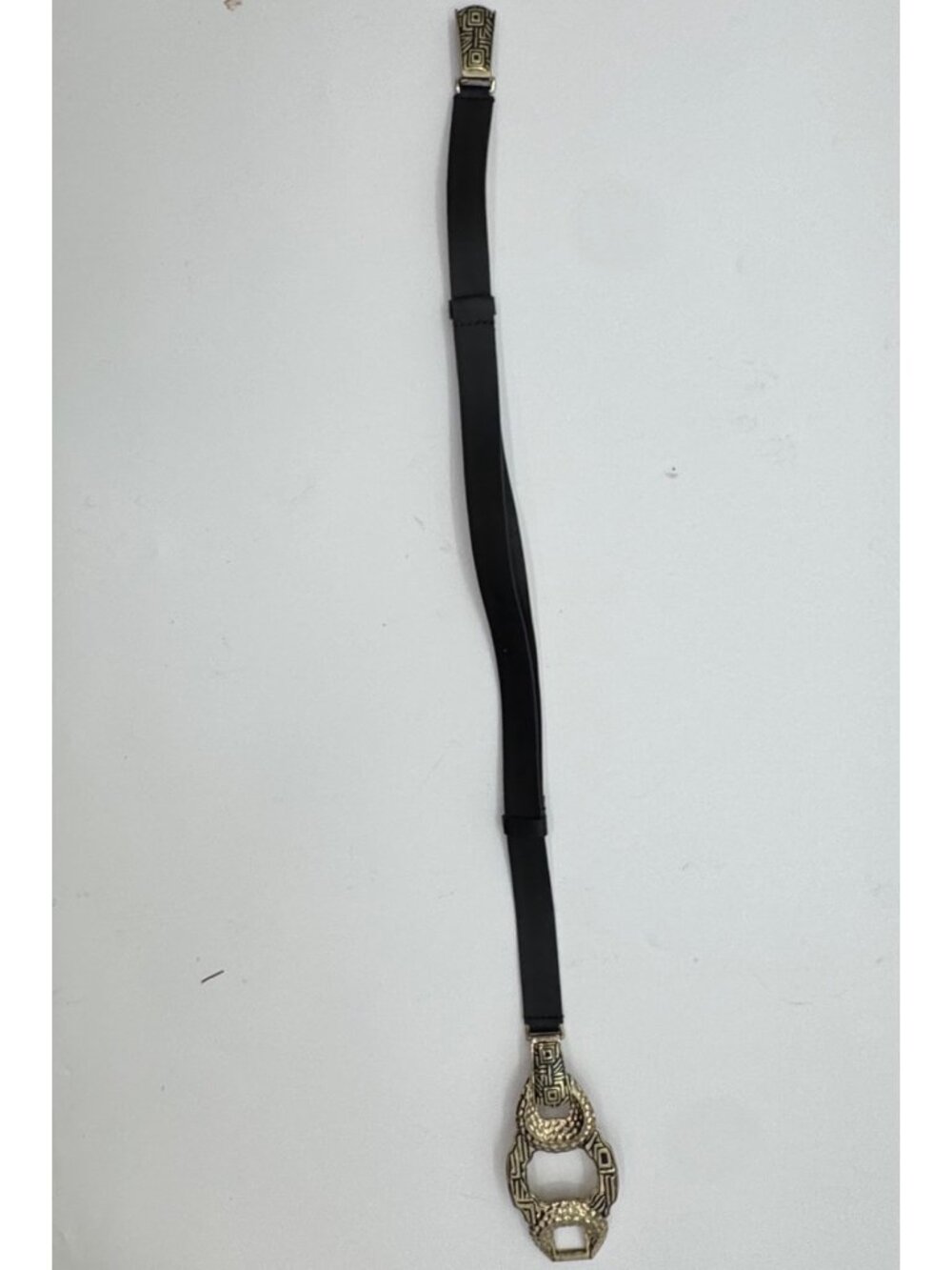 Chicos Genuine Leather Black Belt With Gold-Tone Hammered Circle Buckle Accent - Picture 6 of 9